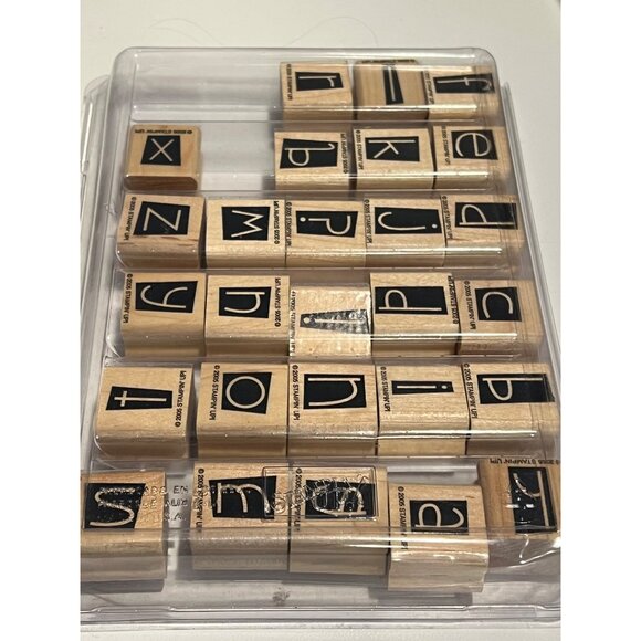 Stampin Up! Tidy Alphabet Wood-Mounted Rubber Stamps Set For Crafting & Scrapboo - Picture 1 of 3